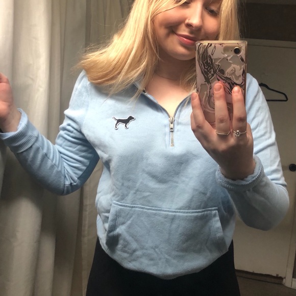 Baby Blue PINK Quarter Zip Hoodie - Picture 2 of 3